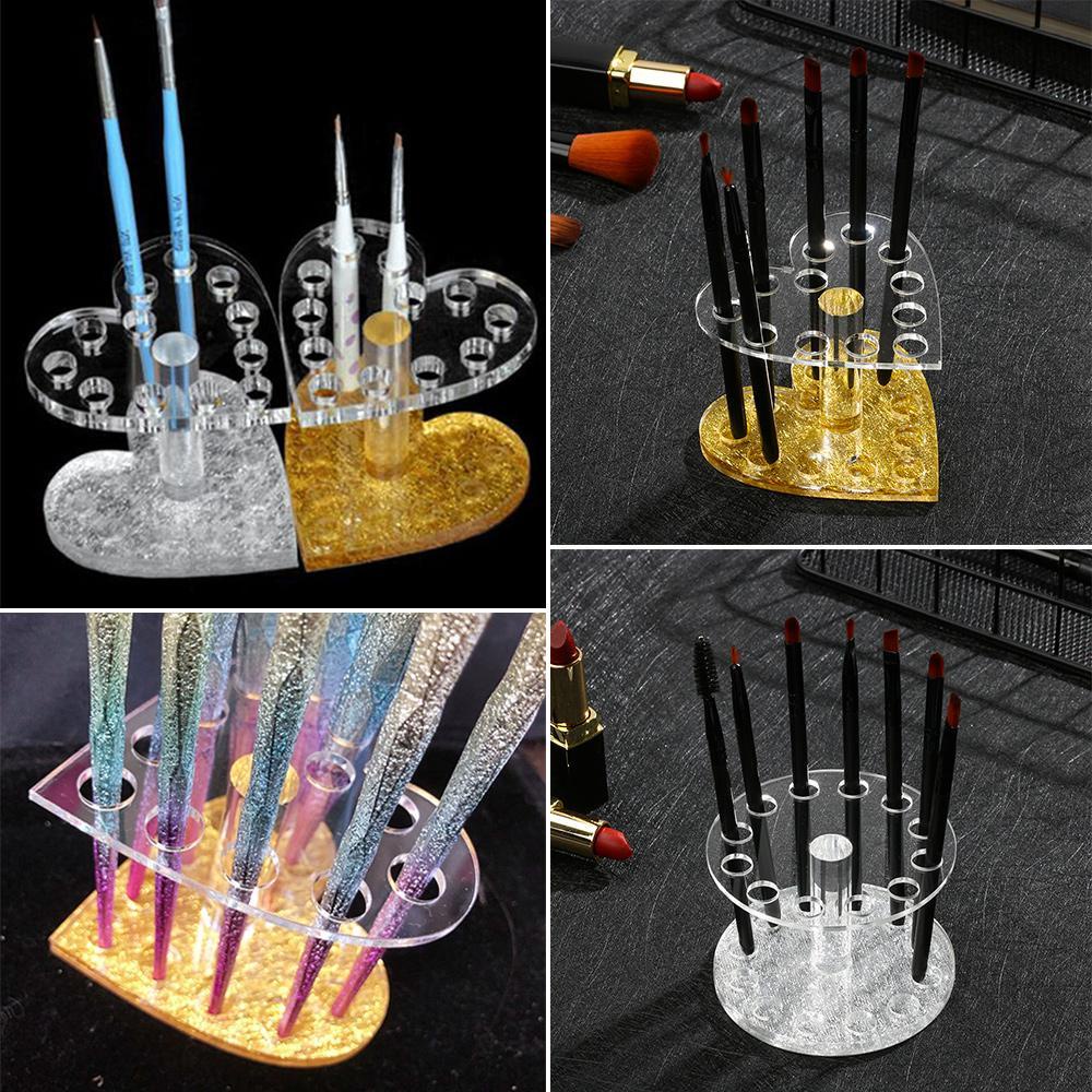 Giá Đỡ Cọ Trang Điểm / Cọ Trang Điểm 12 Lỗ Hình Tròn / Trái Tim Tiện Lợi