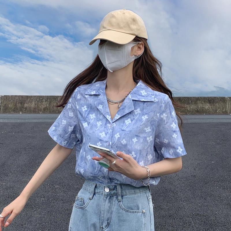 Áo Sơ Mi Ngắn Tay Họa Tiết Hoa Thời Trang Mùa Hè Cho Nữ