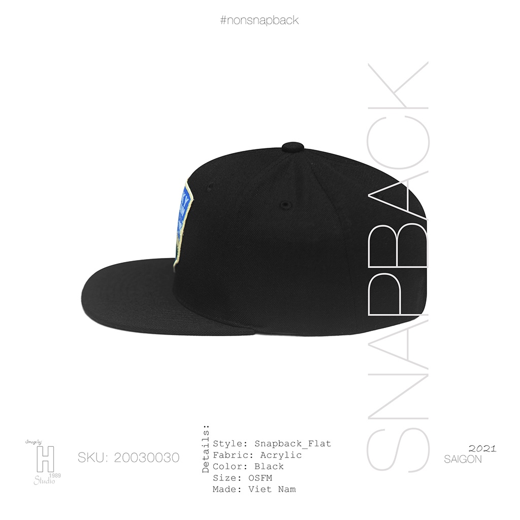 Mũ snapback thời trang nam màu đen cao cấp logo thêu hàng chất lượng tiêu chuẩn xuất khẩu