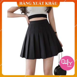Chân váy tennis xếp ly chữ a ngắn màu nâu đen cạp cao phong cách Ulzzan Doly