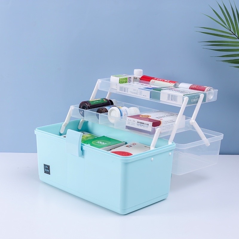Hộp đựng thuốc gia đình 3 tầng, hộp thuốc y tế cho gia đình SIZE TO 12 LÍT có tay cầm, khoá hộp gọn gàng tiện lợi
