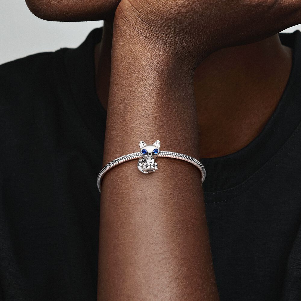 Hạt charm hình cáo mắt xanh dương