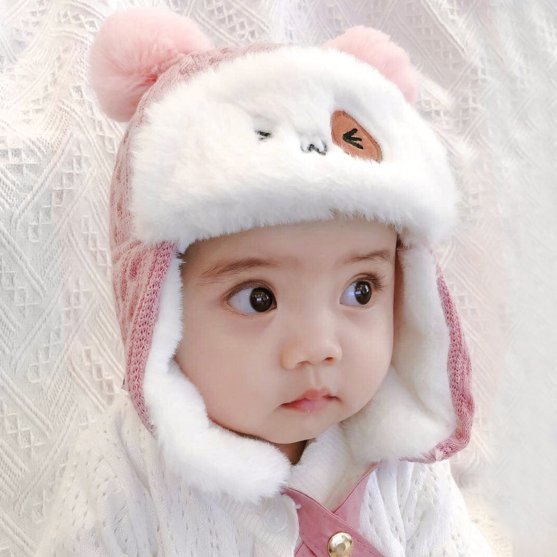 Mũ trùm đầu đính bóng xù mềm xinh xắn cho trẻ em