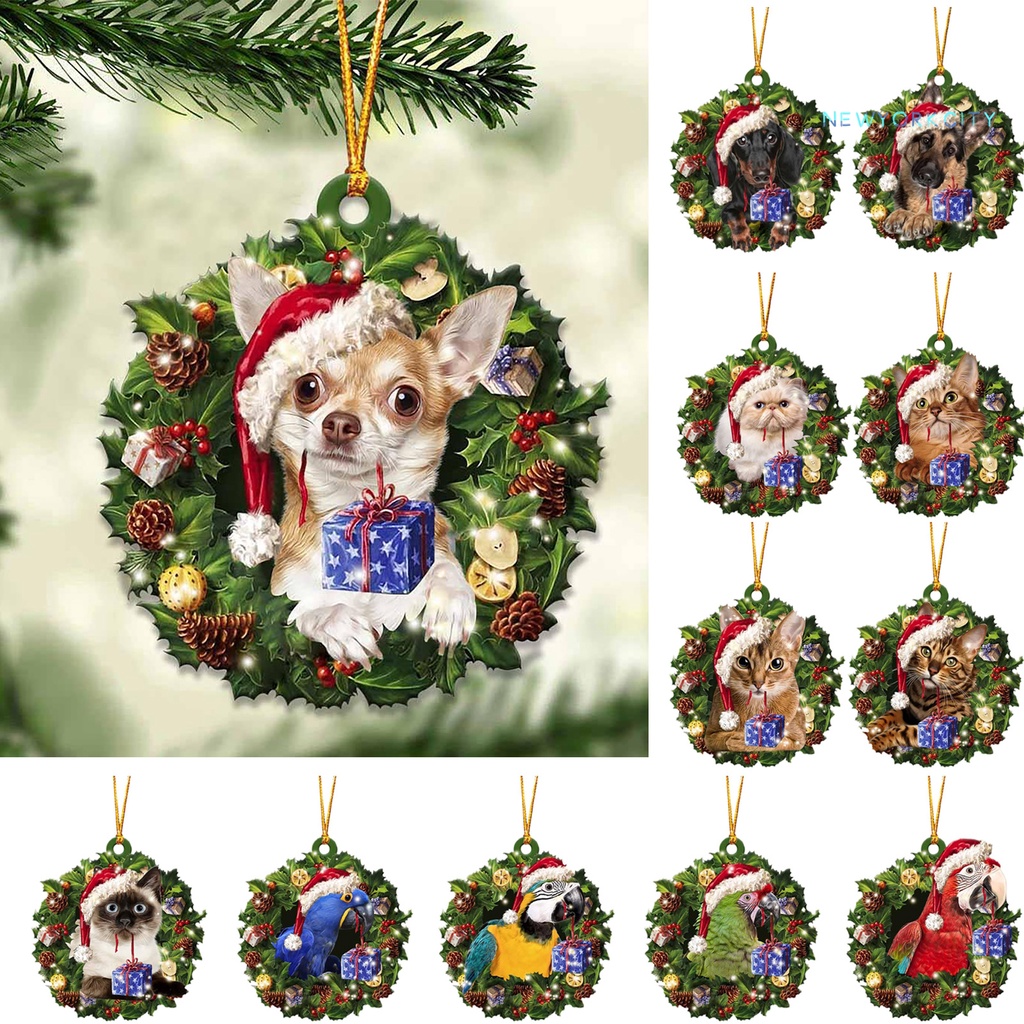 Vòng Nguyệt Quế Treo Trang Trí Cây Thông Giáng Sinh Bằng Gỗ In Hình Động Vật