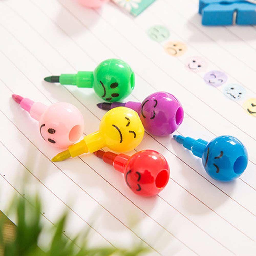 Bộ Bút Chì 7 Màu Vẽ Mặt Cười Dễ Thương Dùng Làm Quà Tặng Cho Bé