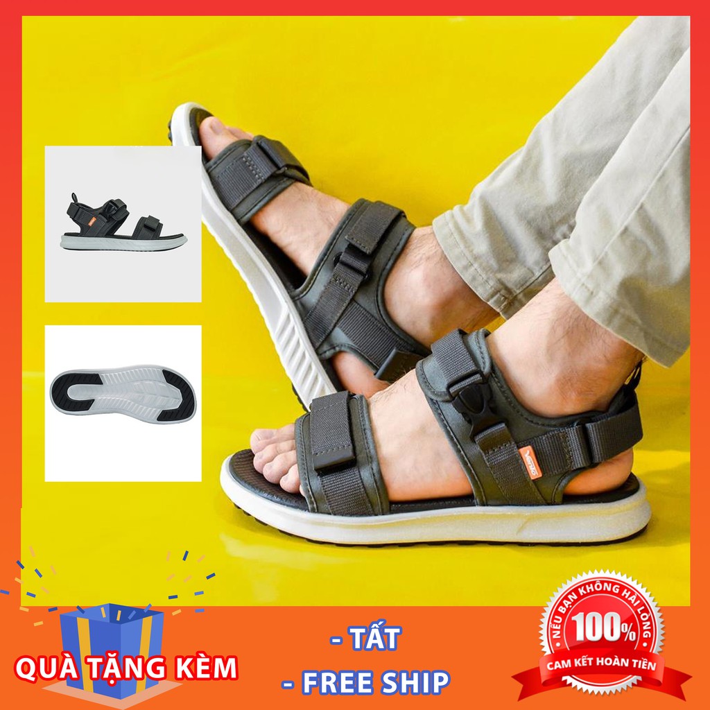 Sandal Vento nam nữ SD-NB01 màu xám Grey quai dán, quai bấm linh hoạt, Dép quai hậu chính hãng đi học đi làm