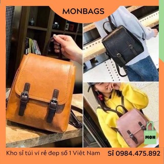 Ba Lô Hai Dải Chất Da Đi Học Du Lịch Size Vừa A4 3 Màu MonBags