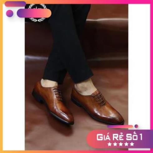Giày Âu WholeCut Oxford Vàng Bò Classic - BẢO HÀNH 12 THÁNG Sale 11