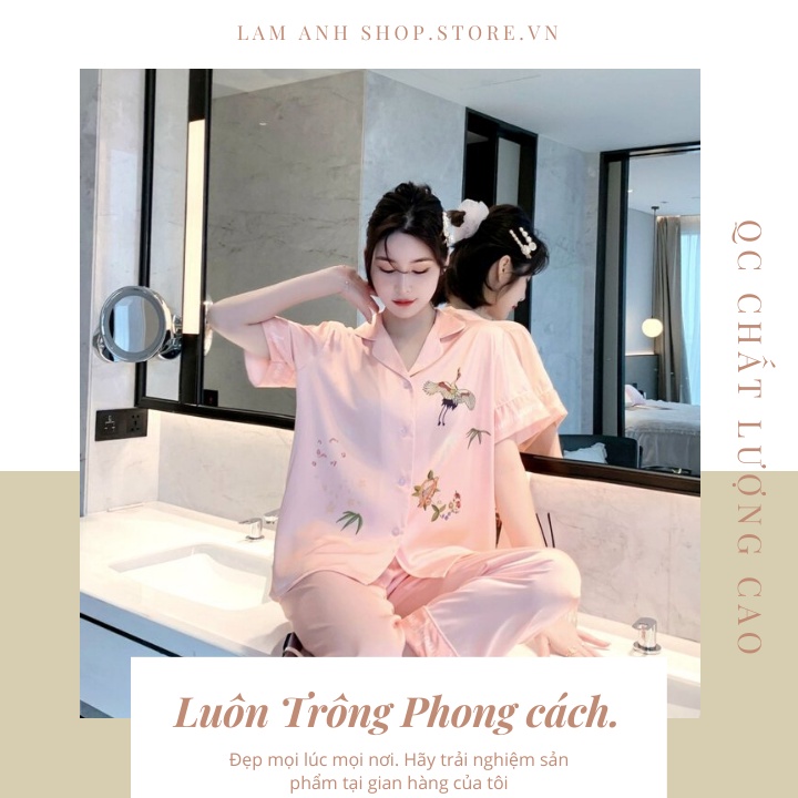 bộ ngủ, bộ pijama Ice Silk Ladies Homewear 2021 Sang trọng, thanh lịch có thể được mặc bên ngoài Chất Lụa Siêu Mềm