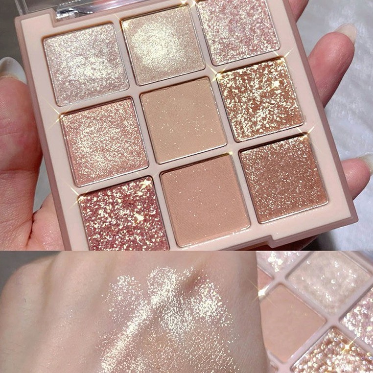 Bảng Phấn Mắt Nhũ Lì 9 Ô Vuông Dikalu Baby, Ánh Nhũ Thời Trang Beautycity