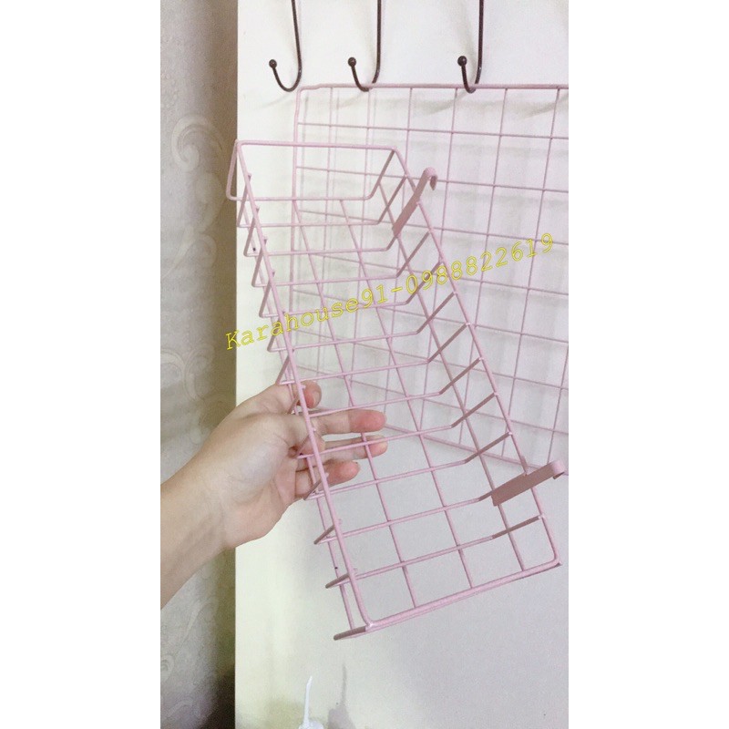 [XẢ KHO] 1 KHUNG LƯỚI TREO TƯỜNG + 1 GIỎ SẮT ĐỰNG ĐỒ CÁ NHÂN SIÊU XINK