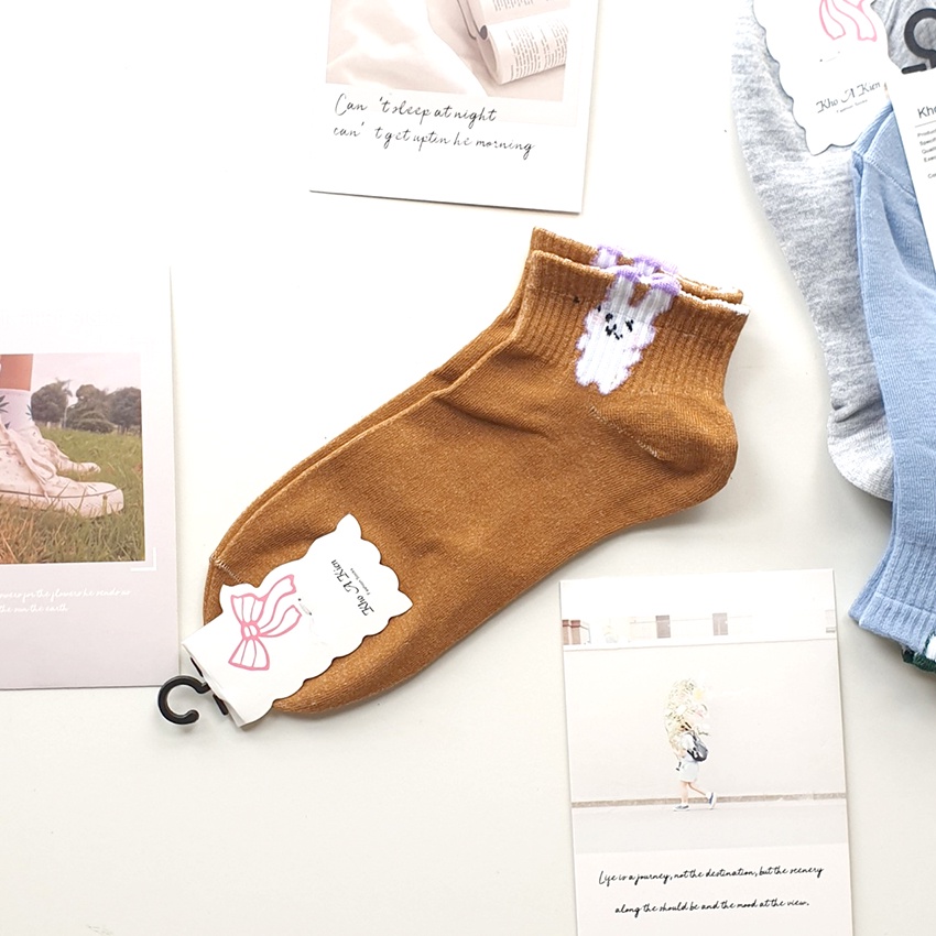 Tất nữ cổ ngắn cotton lì hình mèo thỏ Havana FPT16