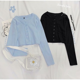 💗 Áo Croptop Tay Dài Cúc Ngực 💗