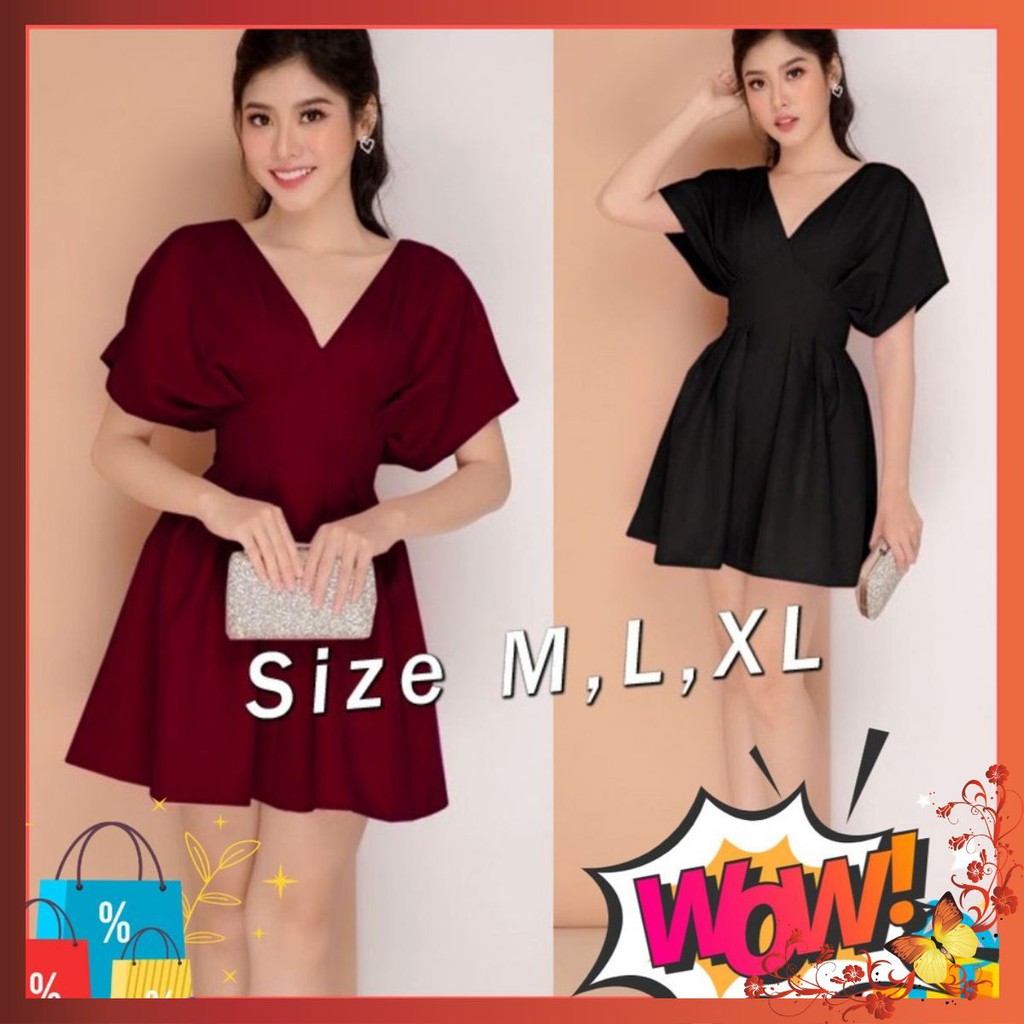 Jump short giả váy tay cánh dơi cổ tim xinh xắn TJ1009