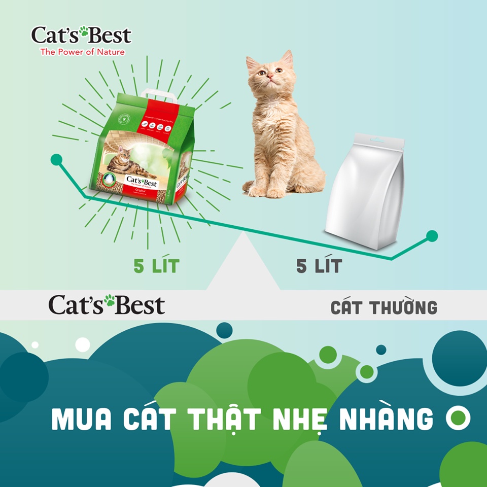Cát gỗ Cat's Best Original vón cục cho mèo, 13kg