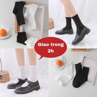 Tất Lolita hai màu đen trắng mới nhất 2020