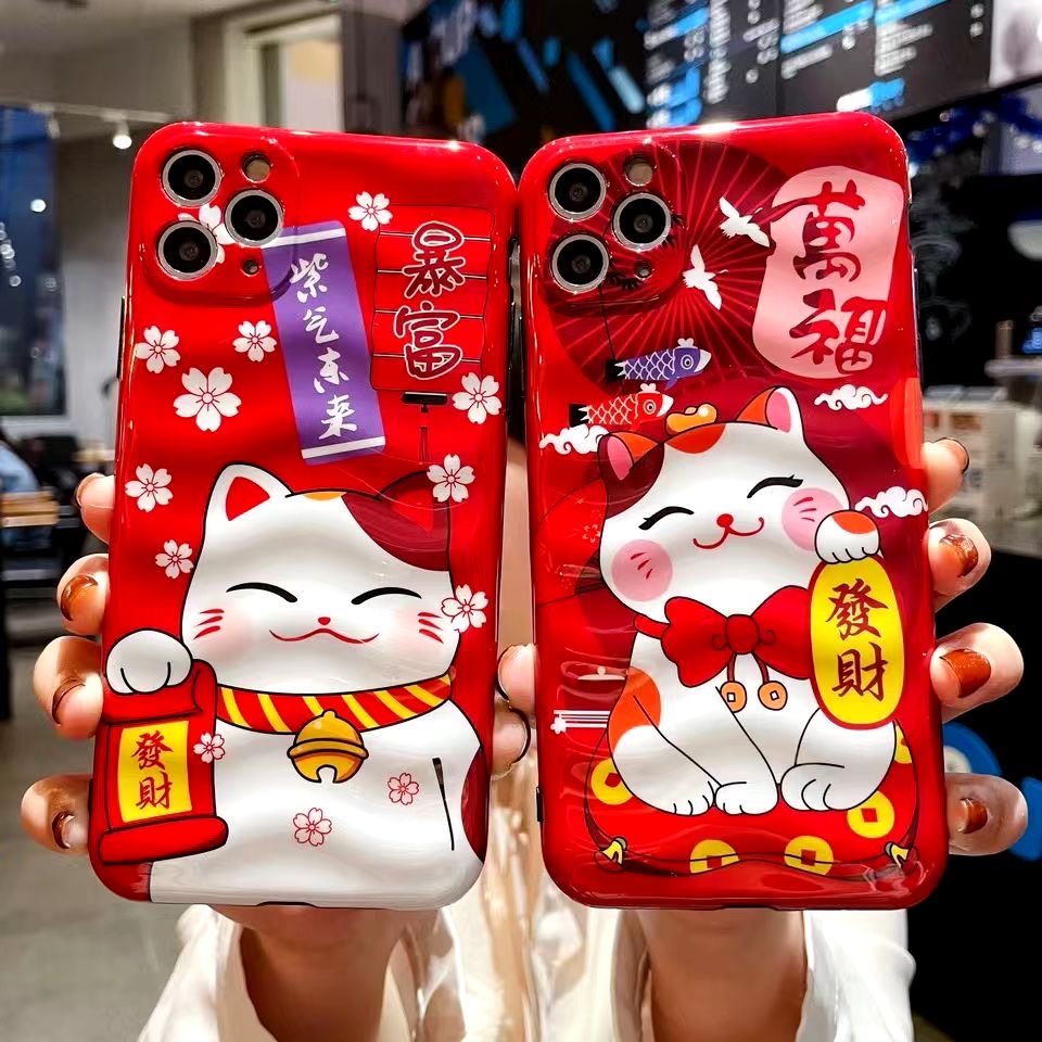 Ốp điện thoại in hình mèo may mắn cho iphone13 12pro max 12pro max 6 6s i7 i8 plus 11 pro x xs max xr