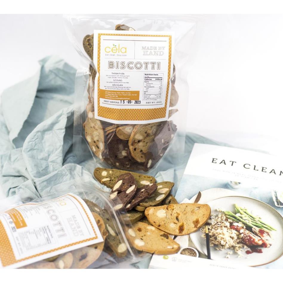 Bánh biscotti Cela là bánh ngũ cốc ăn kiêng, bữa phụ chuẩn eat clean dành cho cánh chị em giảm cân , 1 túi mix 3 vị | BigBuy360 - bigbuy360.vn