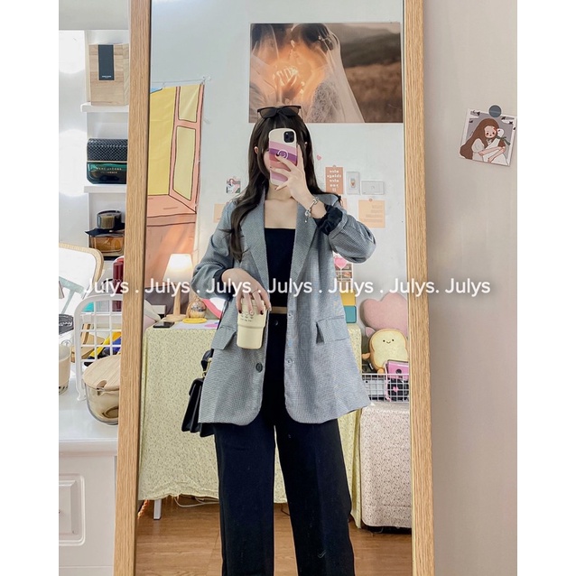 ÁO BLAZER NỮ KẺ ZICZAC thời trang Hàn Quốc (ảnh thật shop chụp kèm video)