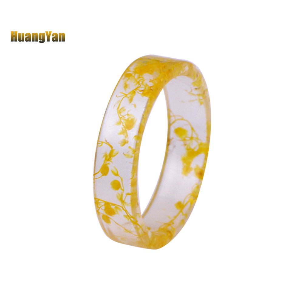☞Máy Đo HY HY HY HY☜Nhẫn Nhựa Trong Suốt Phối Hoa Khô Thời Trang Cho Nữ