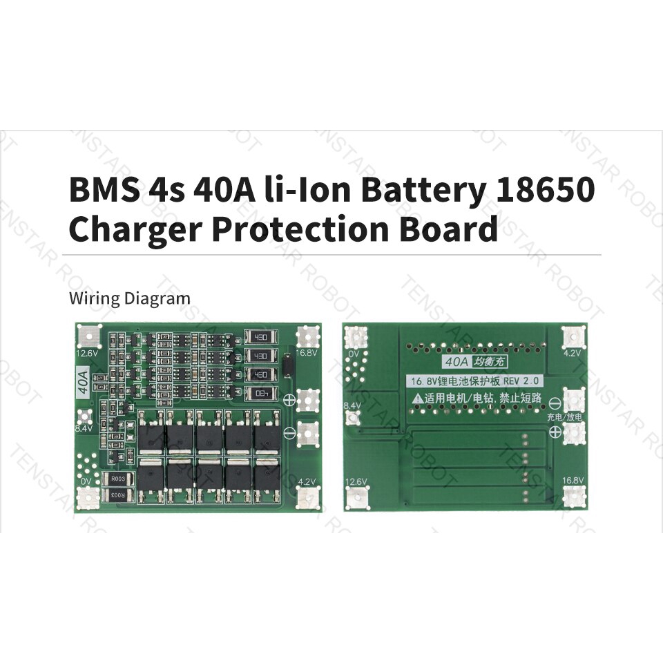 Bảng Mạch Sạc Pin lithium 4 Dây 4s 40a 18650 bms Với Mô Đun Cân Bằng Cho Động Cơ Khoan 14.8v 16.8v lipo