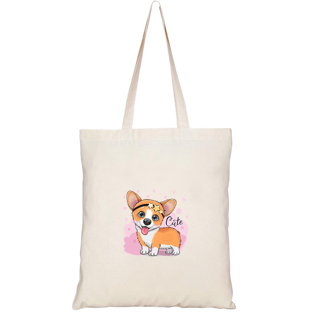 Túi vải tote canvas HTFashion in hình cute cartoon fox bubble gum HT382