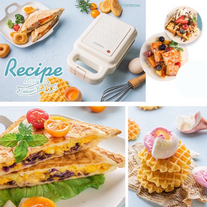 Bộ khuôn máy làm bánh waffle, bánh kẹp tổ ong Torsom Hàng loại 1