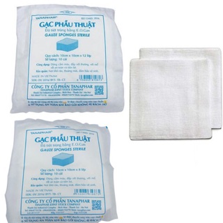 Gạc phẫu thuật Tânphar , túi 10 miếng 10x10cm