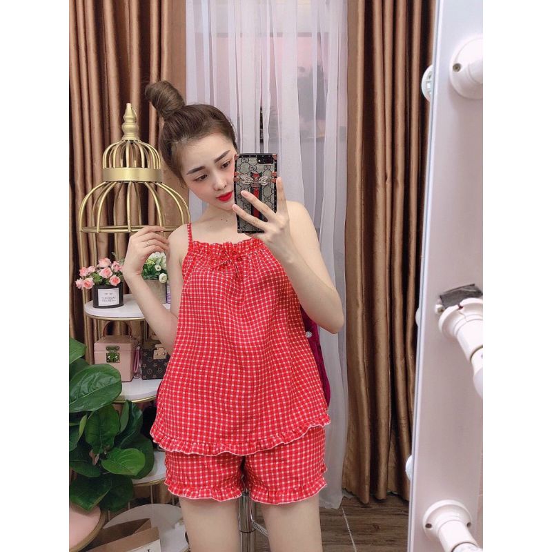 ĐỒ NGỦ 2 DÂY MẶC NHÀ HOẠ TIẾT CARO XINH XẮN - TD TEENSHOP | BigBuy360 - bigbuy360.vn
