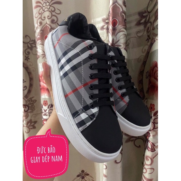 Giày slipon burberry kẻ , Giày thể thao burberry buộc dây kèm hộp