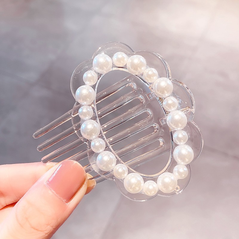 Kẹp Tóc Hình Trái Tim Đính Ngọc Trai Lung Linh Đáng Yêu Cho Bé Gái