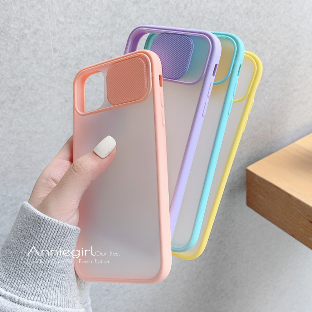 Ốp điện Thoại TPU Nhám Viền Màu Kẹo Có Thanh Trượt Bảo Vệ Camera Cho IPhone 12 11 Pro Max X Xs Max XR 8 7 Plus SE 2020 | BigBuy360 - bigbuy360.vn