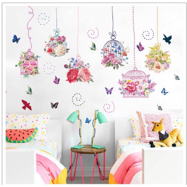 Decal dán tường dây treo giỏ hoa xinh xắn | BigBuy360 - bigbuy360.vn
