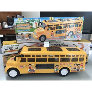 XE BUÝT TRƯỜNG HỌC, XE TRỘN BÊ TÔNG XOAY PHÁT NHẠC, XE CHỞ CÁT, VỈ ĐỒ CHƠI - KM Nutifood