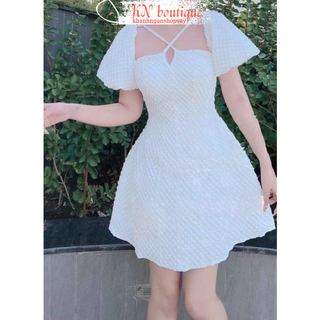 Váy trắng dự tiệc đầm tiểu thư dây chéo ngực xinh quyến rũ K N Boutique