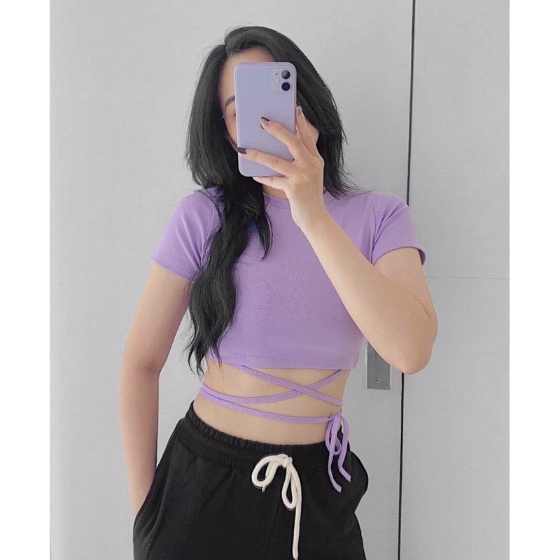 Áo Croptop, Áo Thun Nữ Cột Dây Ngang Eo Siêu Hot CP07 | BigBuy360 - bigbuy360.vn