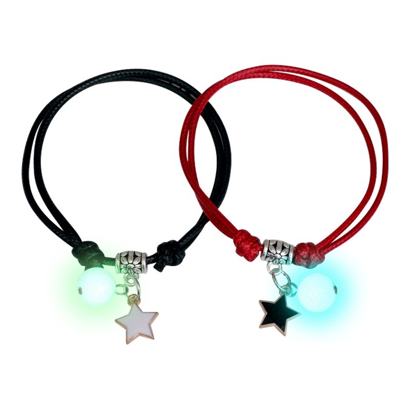 Bộ 2 Vòng Tay Dạ Quang Họa Tiết Trăng Sao Trái Tim Có Thể Điều Chỉnh Thời Trang Cho Cặp Đôi timetunnel