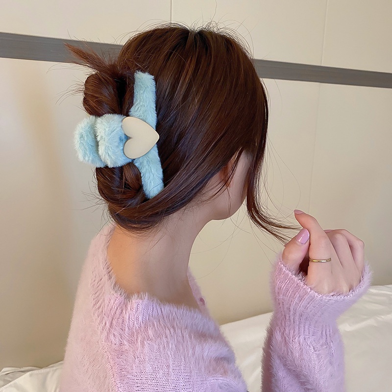 Kẹp Tóc Lông Nhung Màu Macaron Phong Cách Hàn Quốc Dễ Thương