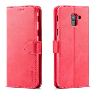 Bao da màu trơn phối dây gài dành cho điện thoại Samsung Galaxy J4 2018/J4 Plus 2018/J6 2018/J6 Plus 2018