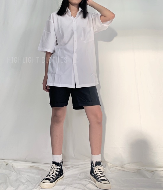 SƠ MI TRẮNG TAY NGẮN BASIC | BigBuy360 - bigbuy360.vn