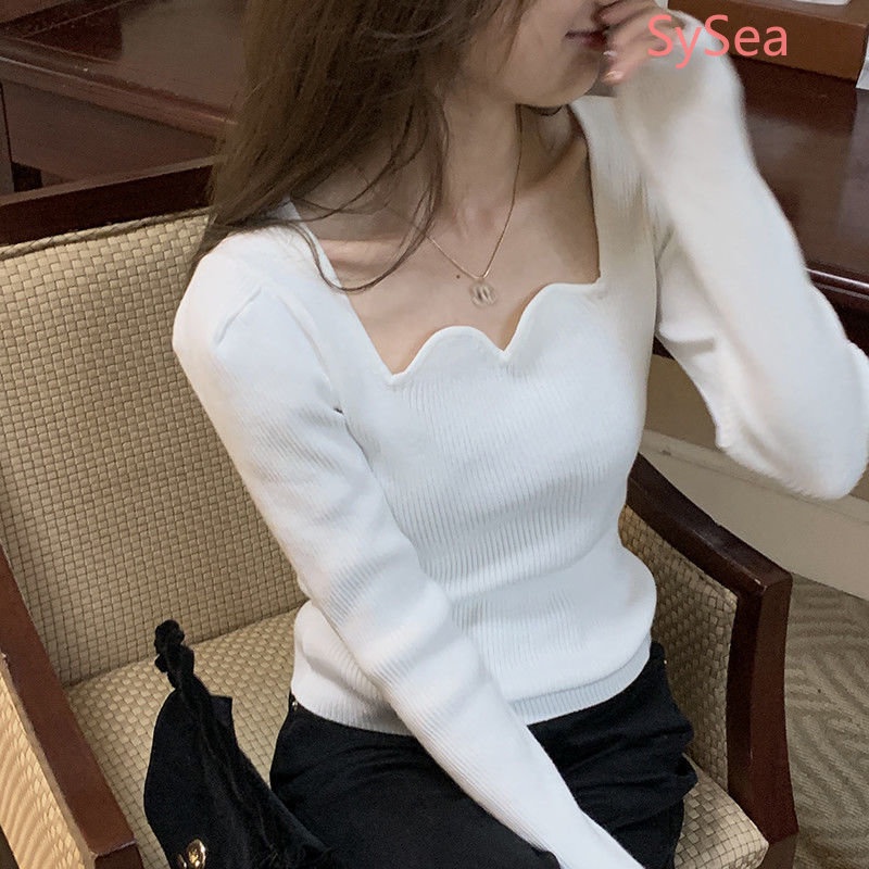 Áo Dệt Kim Màu Sắc Đơn Giản Quyến Rũ Cho Nữ