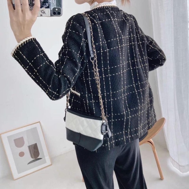 Áo dạ tweed kẻ nhũ viền | BigBuy360 - bigbuy360.vn