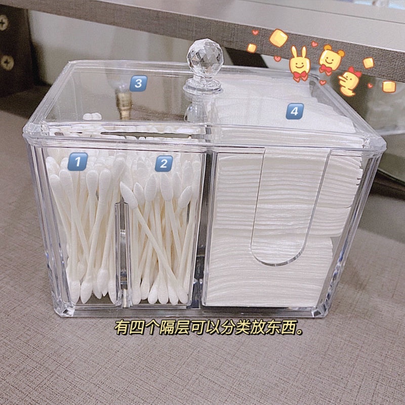 Hộp mica đựng bông tẩy trang , tăm bông , mút