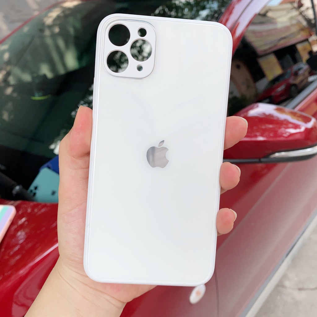 HOT-Ốp lưng kính Táo viền vuông Iphone 6/6s/6 Plus/7/8/7 Plus/8 Plus/X/Xs/Xs Max/11/11 Pro Max/ 12/Pro/Pro Max