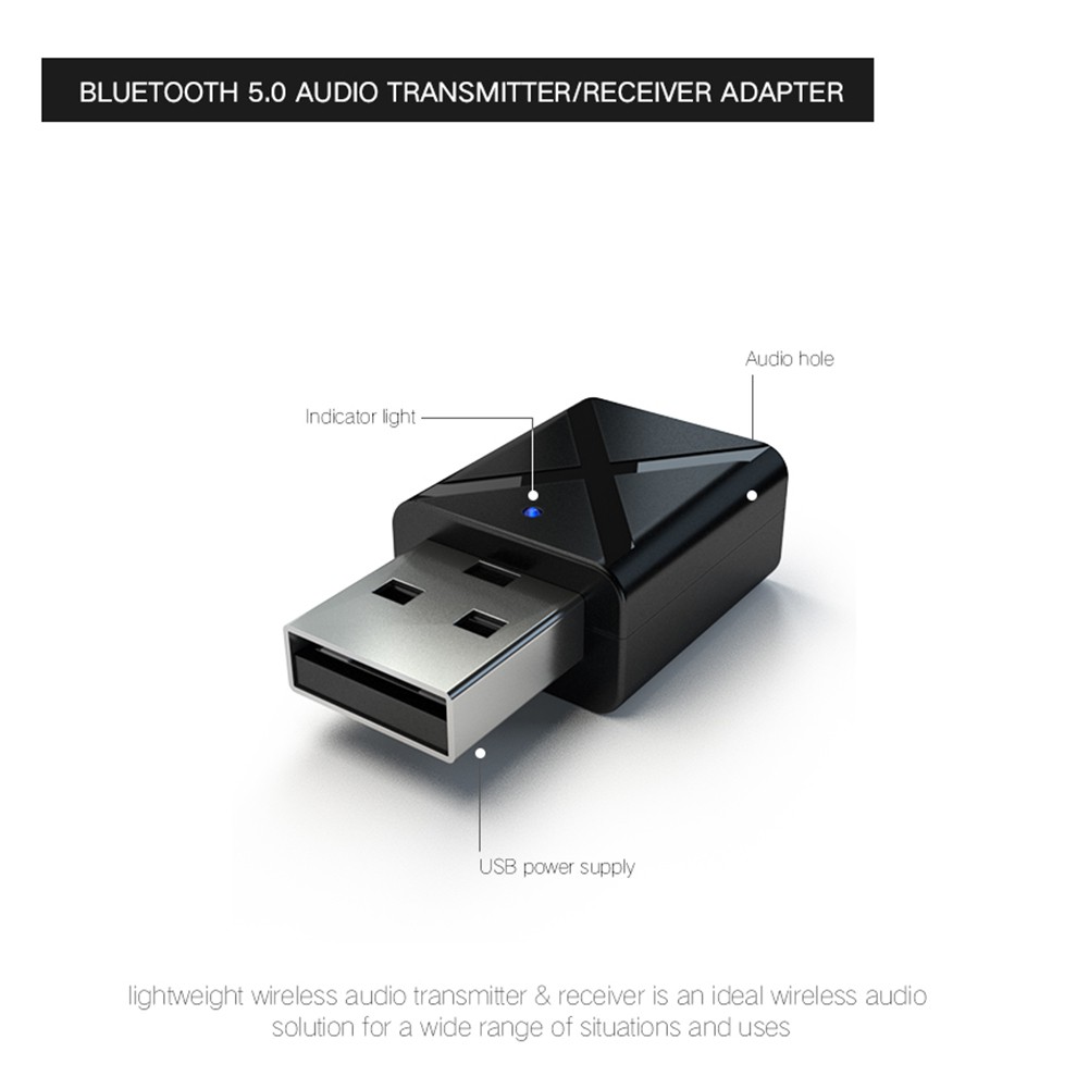 Bộ thiết bị thu phát sóng bluetooth 5.0 2 trong 1 dành cho xe ô tô kèm phụ kiện