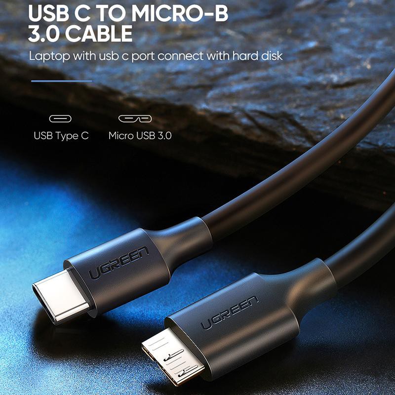 Dây chuyển USB-C 3.1 gen1 Thunderbolt 3 ra USB 3.0 Micro B cắm dữ liệu ổ cứng di động vào Laptop Macbook Ugreen 20103