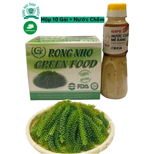 Combo Hộp 200gr (10 Gói) rong nho green Food Organic + tặng 1 Chai sốt mè rang 180ml