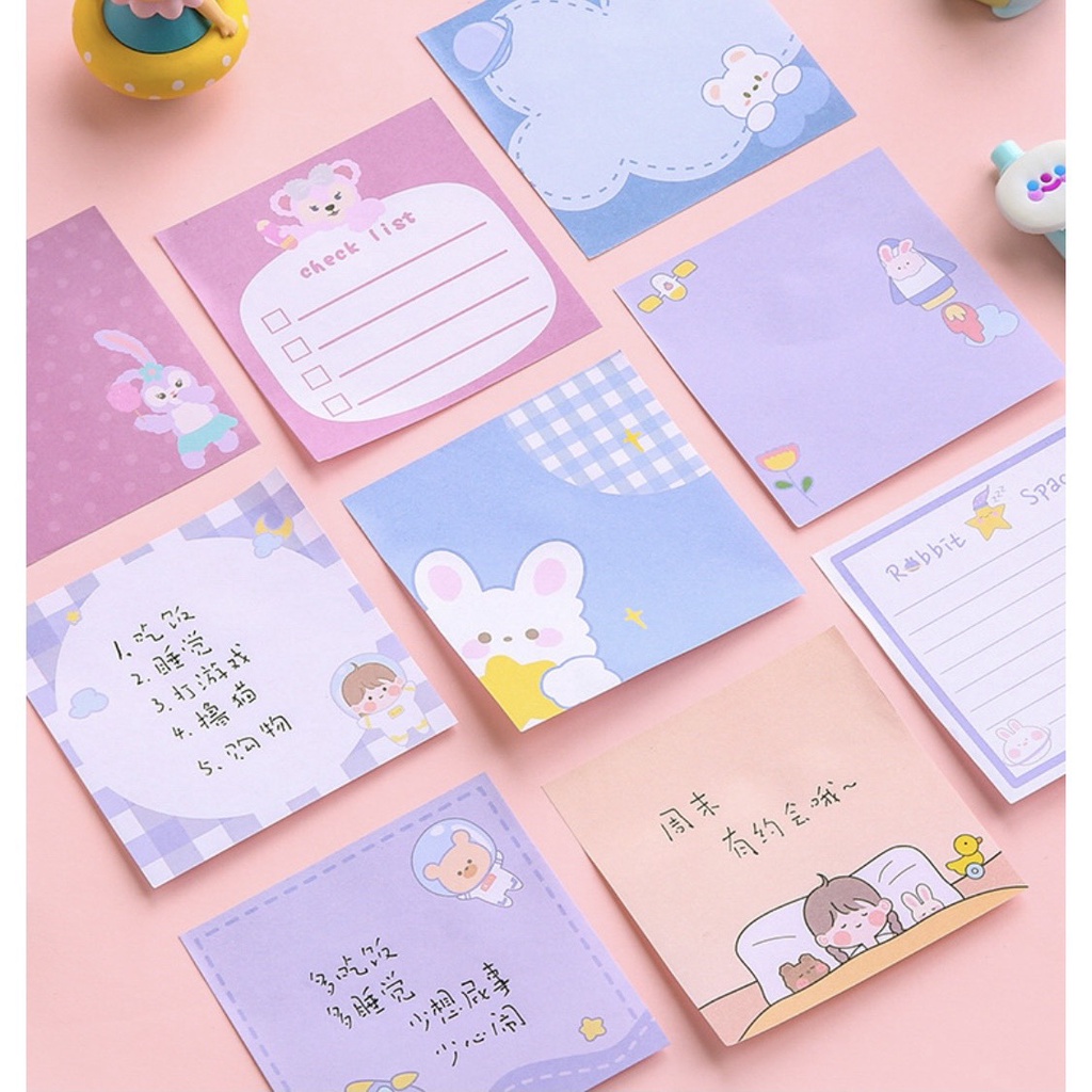 Set 80 tờ giấy note ghi chú Béo shop giấy ghi nhớ lưu ý dán tường dễ thương cho học sinh va nhân viên văn phòng N02