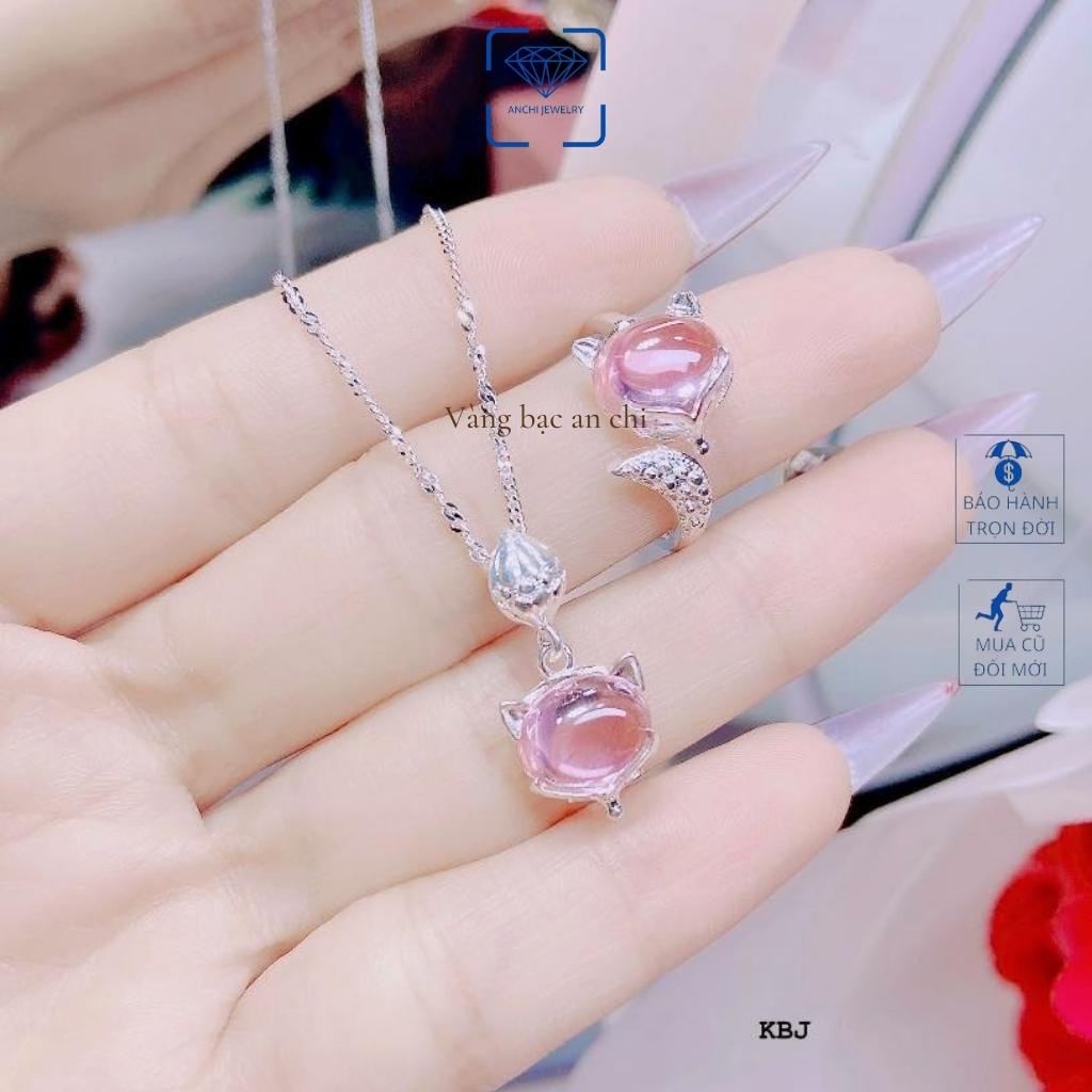 Combo Dây chuyền , nhẫn hồ ly đính đá phong thủy, chuẩn bạc ta sáng đẹp không xỉn màu, Anchi jewelry