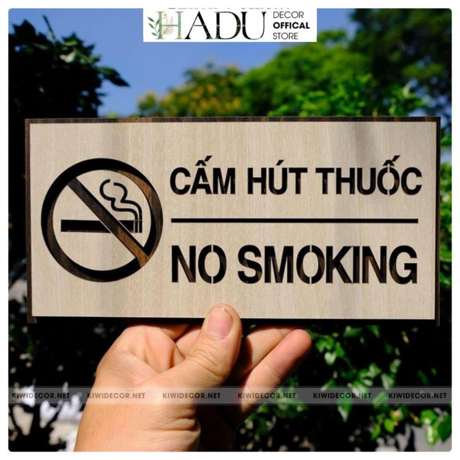 Bảng Gỗ Cấm Hút Thuốc - Bảng cấm No Smoking - HaduDecor